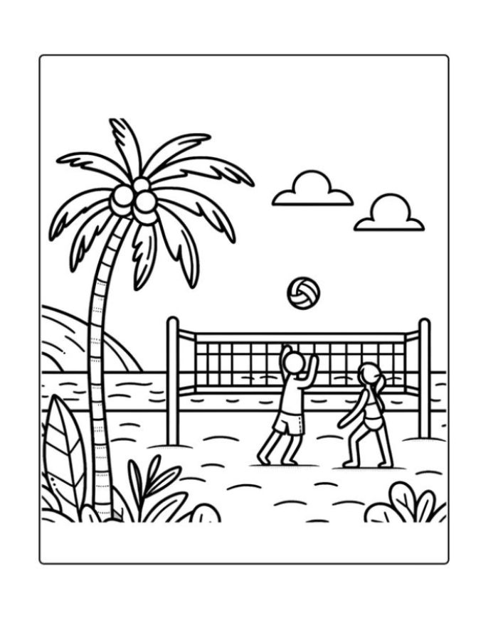 Volleyball Court Coloring Page