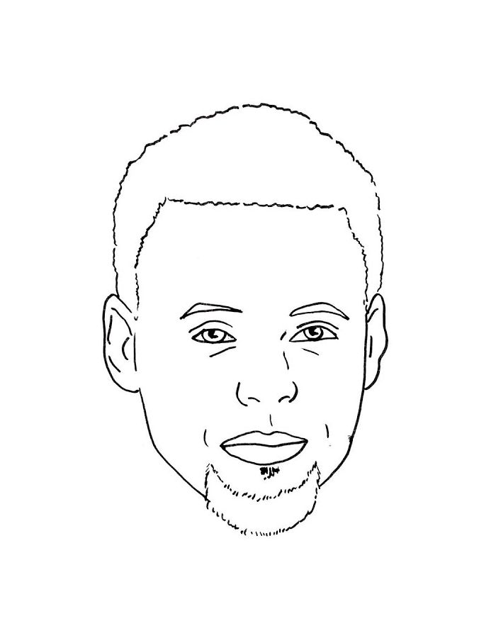 Wardell Stephen Curry Face Drawing Coloring Page