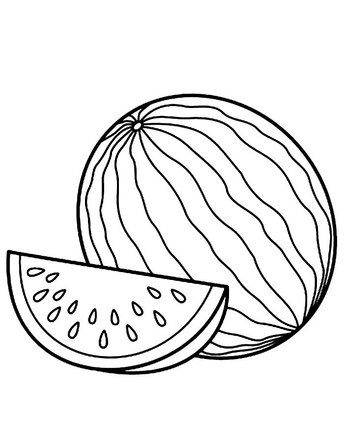 A Slice Of The Watermelon Coloring Page | Coloringus.com