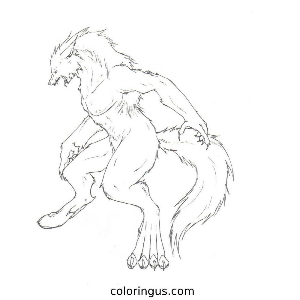 Print Free Werewolf Coloring Page