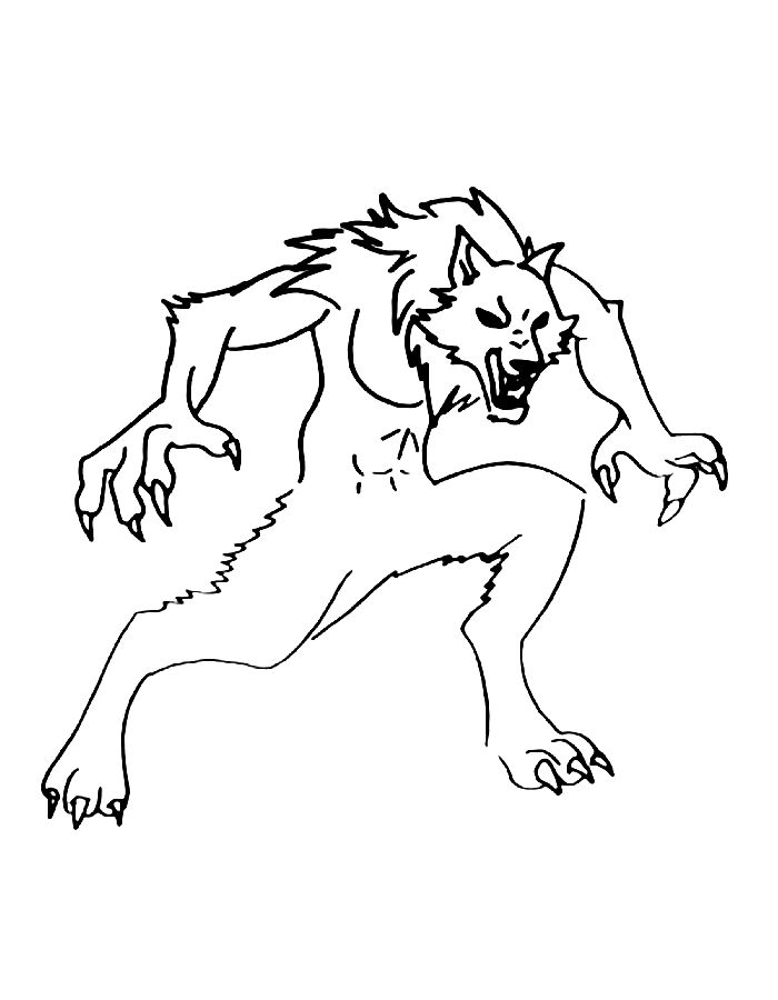 Werewolf Drawing Coloring Page