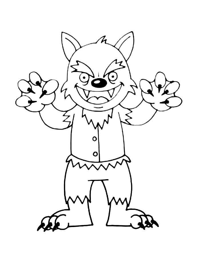 Werewolf Printable Pdf Coloring Page