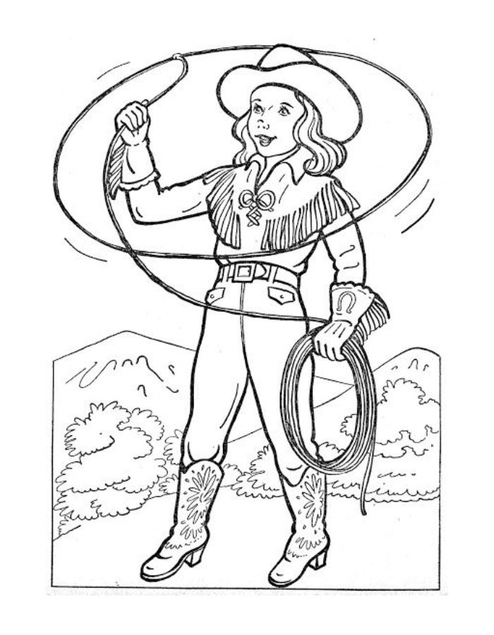 Wild West Cowgirl Coloring Page