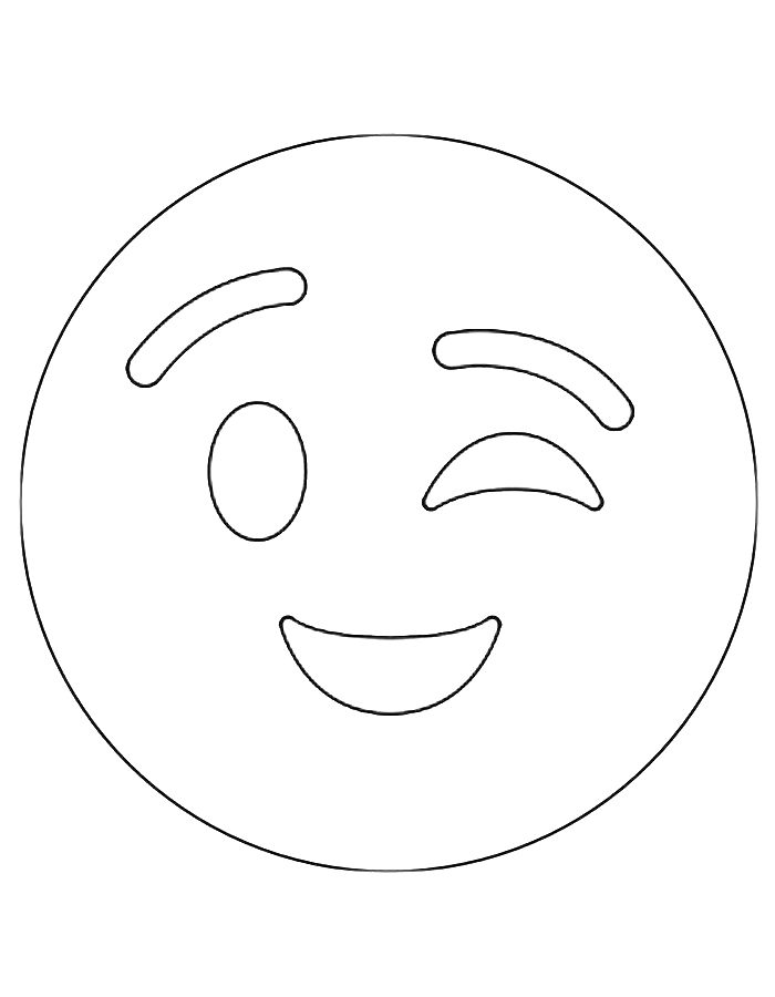 Winking Smiling Face With A Cheerful Expression Coloring Page