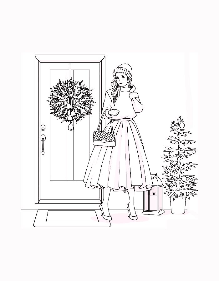 Winter Fashion Coloring Page