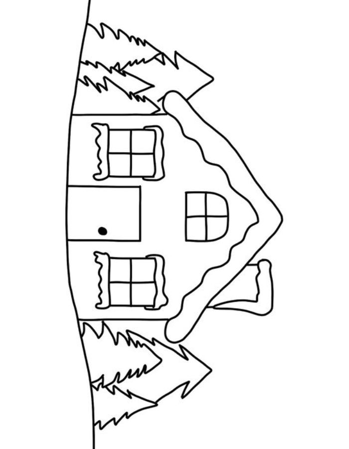 Winter House Coloring Page