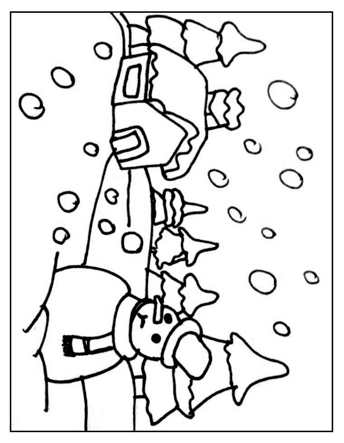 Winter Season Drawing Coloring Page