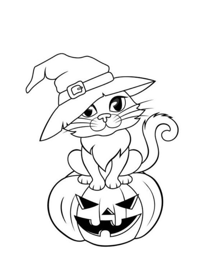 Witch Cat Coloring Page