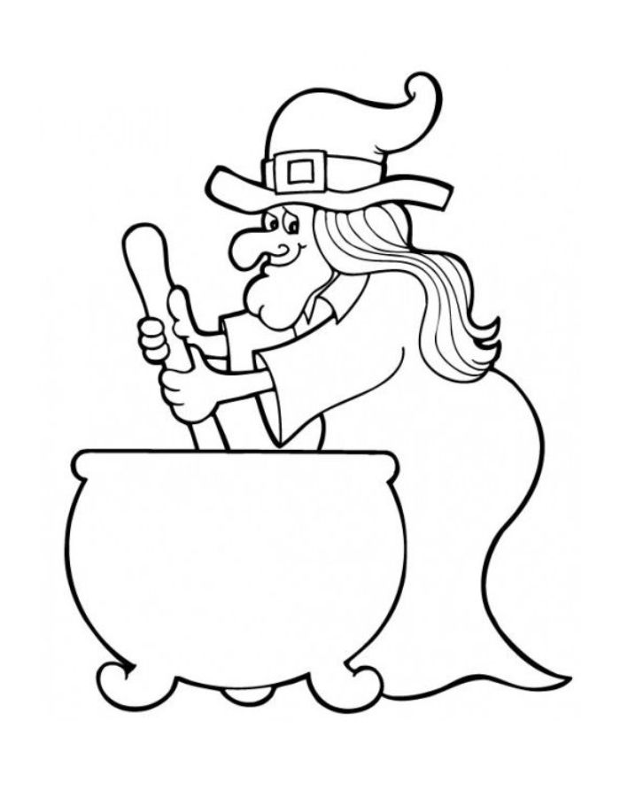 Witch Cauldron Coloring Page