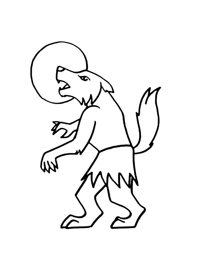 Wolfman Outline Coloring Page