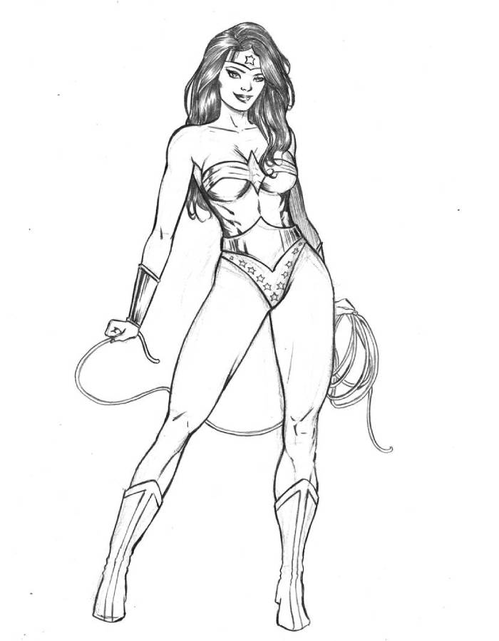 Wonder Woman Cartoon Drawing Coloring Page