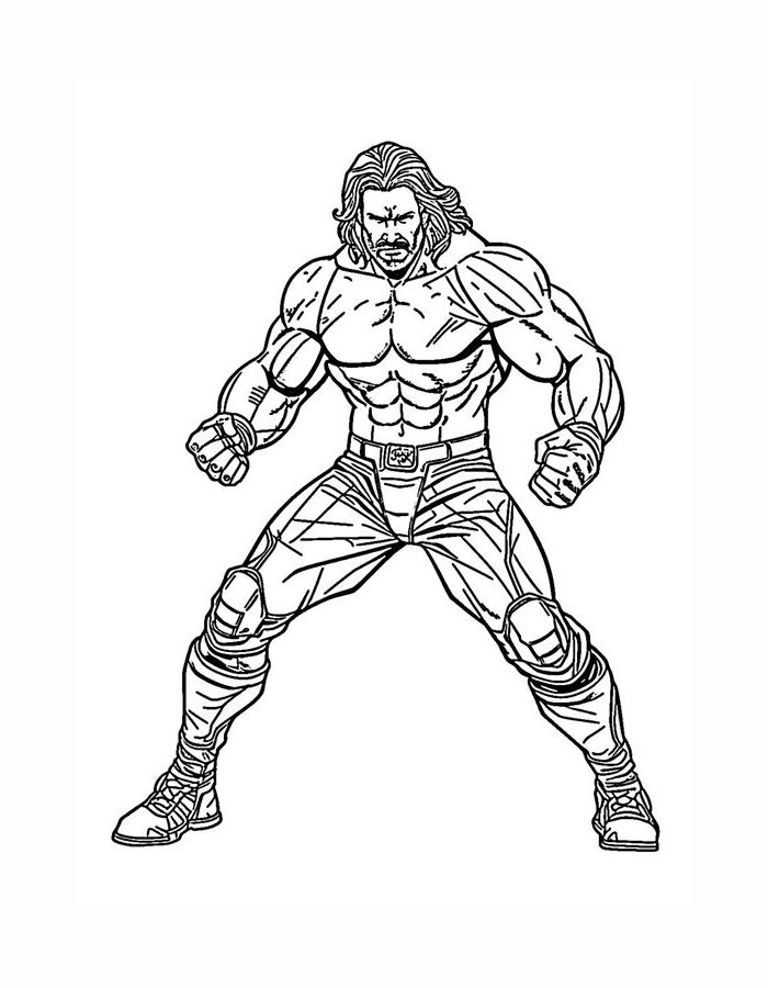 Wrestlers Drawing Coloring Page