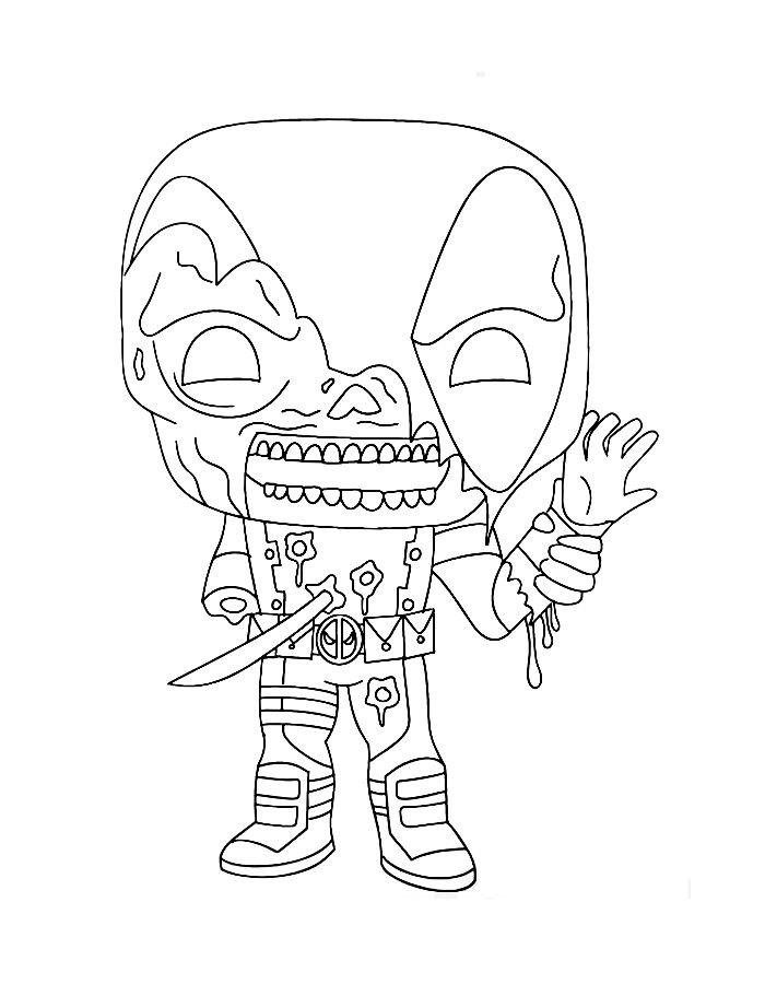 Zombie Deadpool Coloring Page