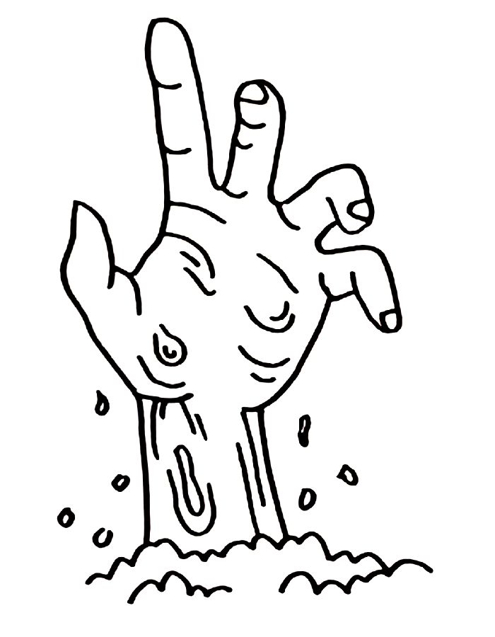 Zombie Hand Coloring Page