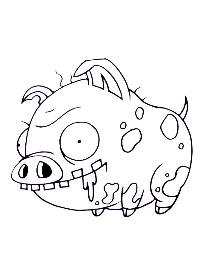 Zombie Piggy Coloring Page